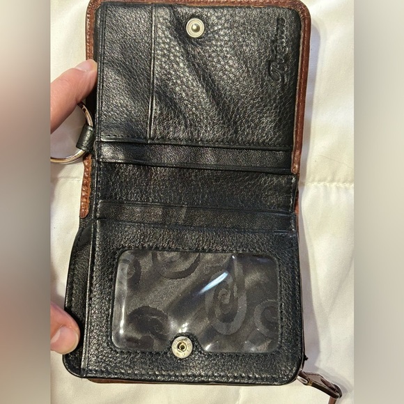 Brighton Basket weave Leather ID Key Holder Credit Cards Zipper Coin Wallet - Picture 4 of 5